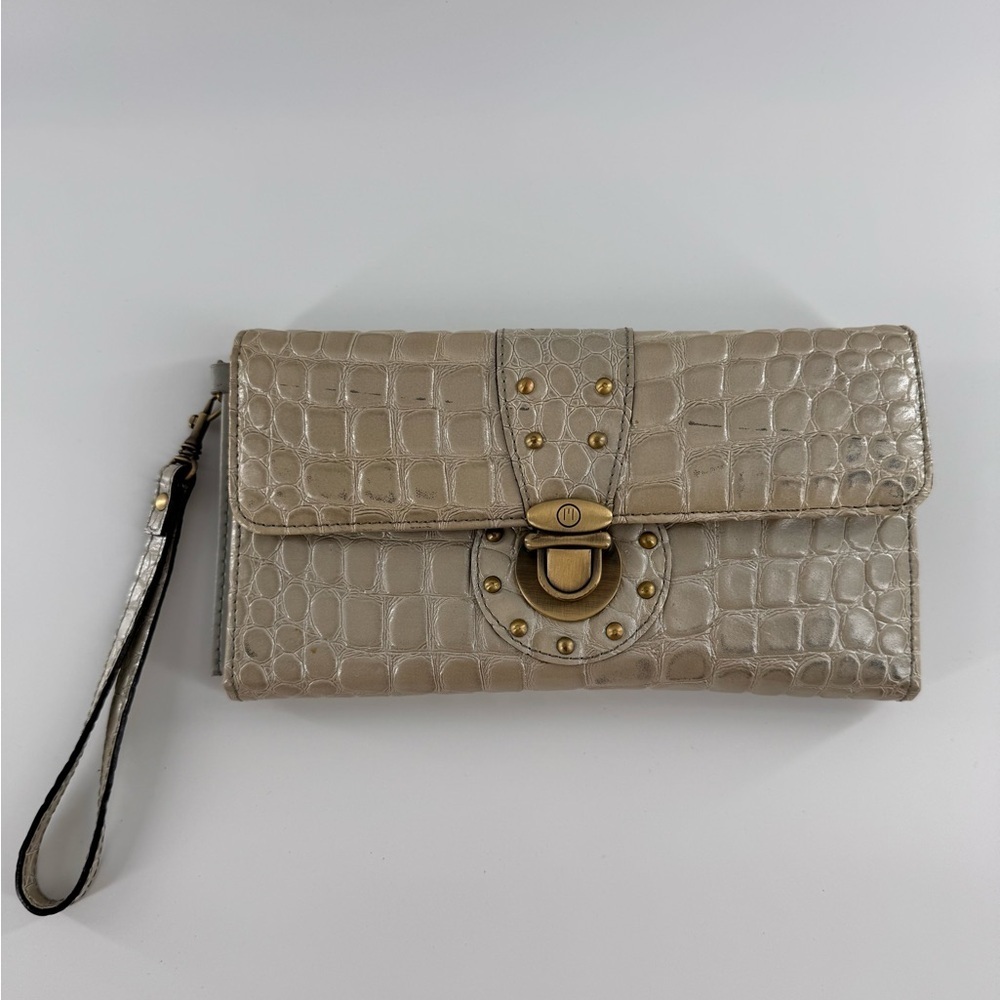 RARE VINTAGE MISSONI LEATHER GREY CLUTCH WALLET